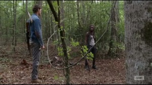 The Next World- Michonne and Spencer in the woods