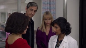 Mother- Dr. Mirpuri, played by Sarayu Blue, tells Selina about her mother's condition