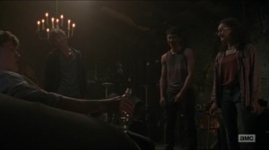 Evolution- Henry drinks with Gage, Addy, and Rodney- The Walking Dead, AMC