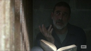 Scars- Negan tells Michonne that he hasn't seen Judith today- AMC, The Walking Dead