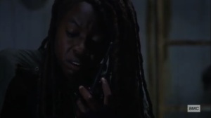 What We Become- Michonne tells Judith that she found something that belonged to Rick- AMC, The Walking Dead