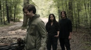 New Haunts- Sebastian, played by Teo Rapp-Olsson, is escorted for some drills- AMC, The Walking Dead